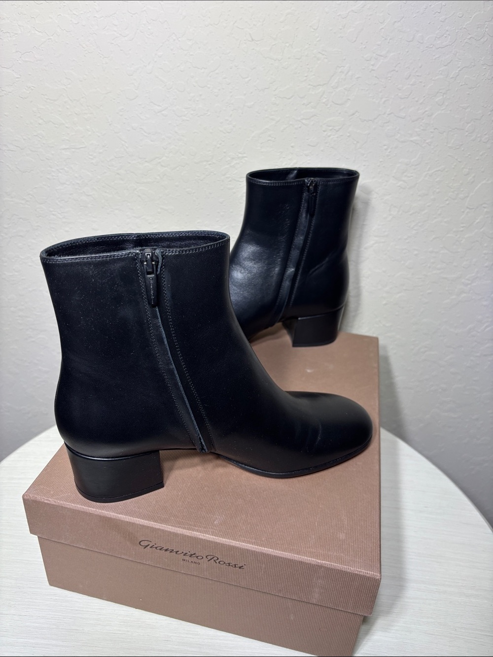 Gianvito Rossi Black Calf Leather Ankle Boots - Joelle 45 NIBox Size 38 - Picture 7 of 13